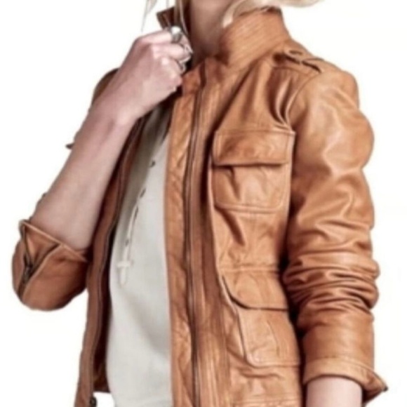 Lucky Brand Jackets & Blazers - Lucky Brand Golden Tan Leather Jacket with Stand-Up Collar